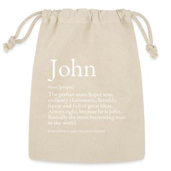 John Dictionary Definition Name John - Reusable Gift Bag - Natural - Front