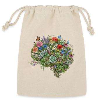 Floral Brain Anatomy Illustration – Mental Health  - Reusable Gift Bag - Natural - Front