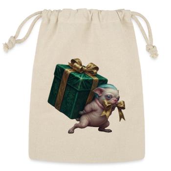 Creepy Christmas Gift Creature  - Reusable Gift Bag - Natural - Front
