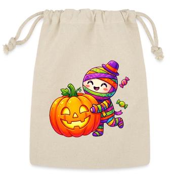 Cute Pumpkin Mummy Halloween - Reusable Gift Bag - Natural - Front