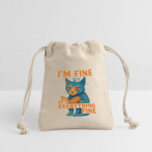 Funny Cat I’m Fine It’s Everything Fine– Retro tee - Reusable Gift Bag