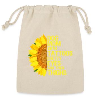 Sunflower Dog Mom Tattooed Vibes Tshirt Gift Shirt - Reusable Gift Bag - Natural - Front
