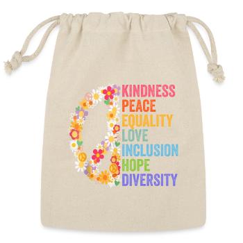 Kindness Peace Equality Love Inclusion Hope Divers - Reusable Gift Bag - Natural - Front