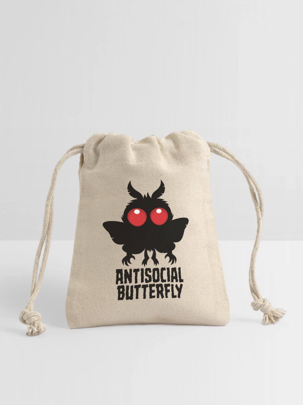 Antisocial Butterfly Mothman Cryptid - Reusable Gift Bag - Natural - Front