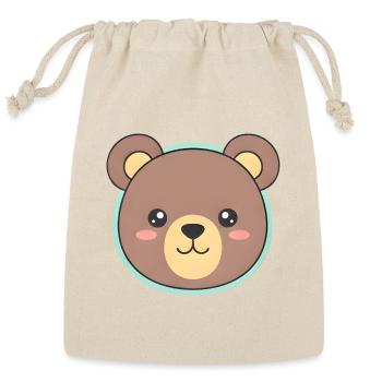 Cute Bear Face Design - Reusable Gift Bag - Natural - Front