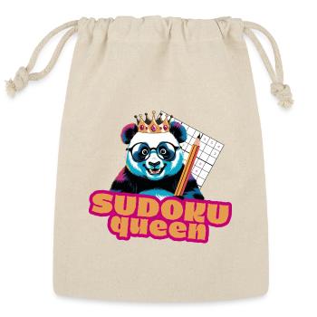 Sudoku Queen – Unique 9x9 Number Puzzle Fan Panda - Reusable Gift Bag - Natural - Front