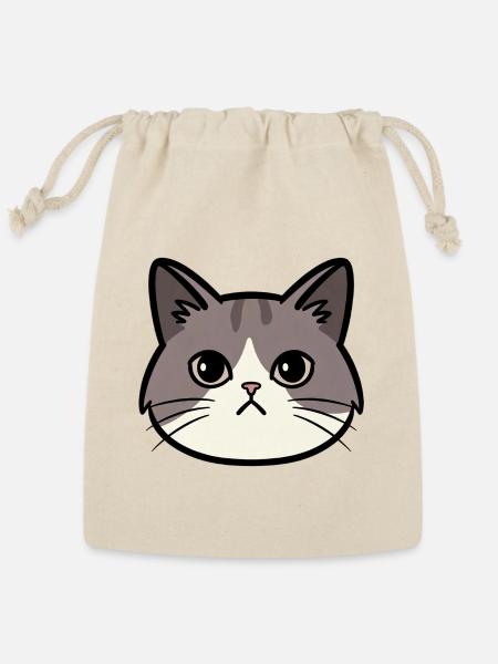 Cute Awkward Cat - Reusable Gift Bag - Natural