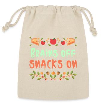 Brains Off snacks on-school lunch break t-shirt - Reusable Gift Bag - Natural - Front