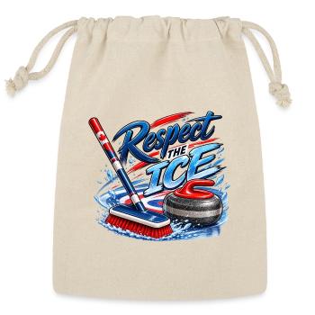 Respect The Ice Curling Shirt | Curler Humor Merch - Reusable Gift Bag - Natural - Front
