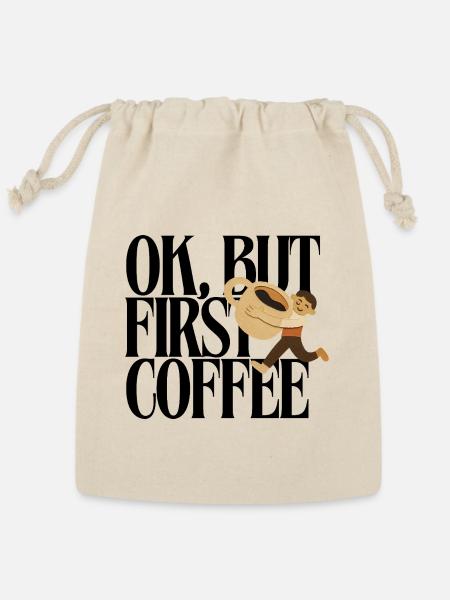 Runner Carrying Giant Coffee Cup - Reusable Gift Bag - Natural