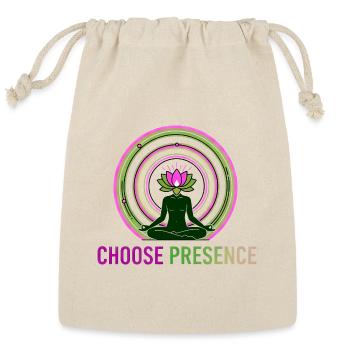 Choose Presence  - Yoga mindfulness wellness - Reusable Gift Bag - Natural - Front