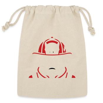 Fire Helmet Face Silhouette - Reusable Gift Bag - Natural - Front