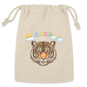 Aura Tiger face drawing style  - Reusable Gift Bag - Natural - Front