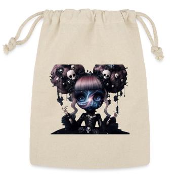 Cosmic Galaxy Gothic Doll – Dark Pastel Skull Art - Reusable Gift Bag - Natural - Front