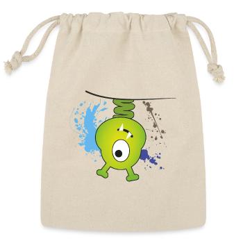 Funny green monster with coloured splashes - kids - Reusable Gift Bag - Natural - Front