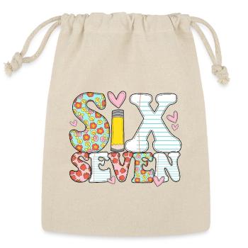 Six Seven 6 7 Meme Teacher Design - Reusable Gift Bag - Natural - Front