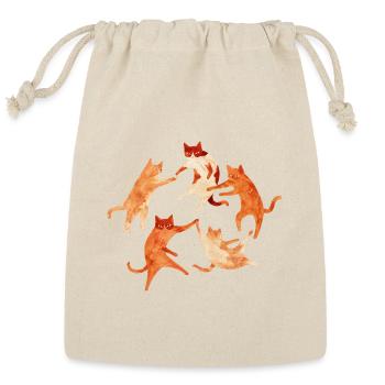 Dancing Cats Watercolor - Reusable Gift Bag - Natural - Front