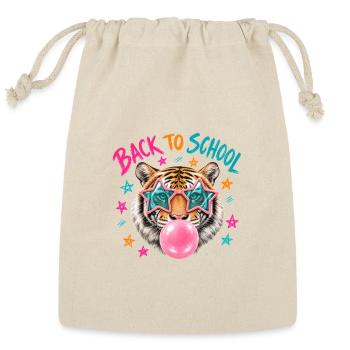 Back to School Tiger Bubblegum - Reusable Gift Bag - Natural - Front