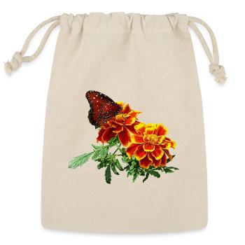 Queen Butterfly on Marigold - Reusable Gift Bag - Natural - Front