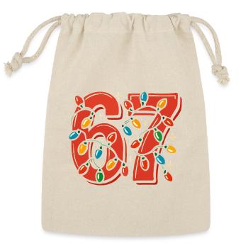 Christmas 6-7 Fun 67 Number 6-7 6 7 Xmas Six Seven - Reusable Gift Bag - Natural - Front