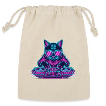 Sunglasses DJ Cat – Neon Rave Music Vibes - Reusable Gift Bag - Natural - Front