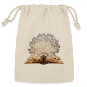 Golden book tree art - Reusable Gift Bag - Natural - Front