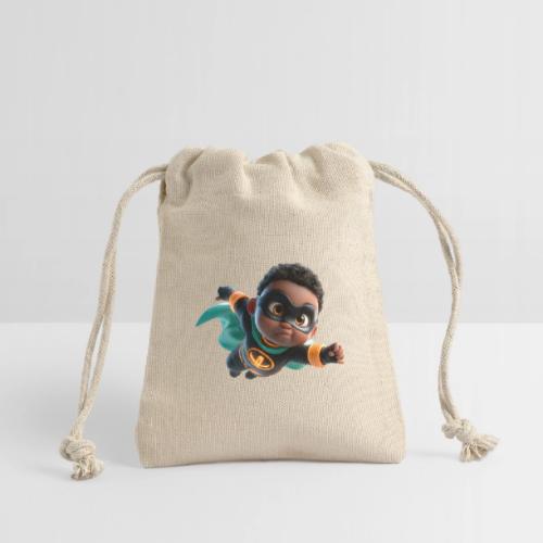 Brave Cartoon Superhero Boy in Green Cape - Reusable Gift Bag