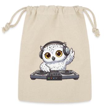 Owl DJ Dancing Techno Disco electronic music - Reusable Gift Bag - Natural - Front