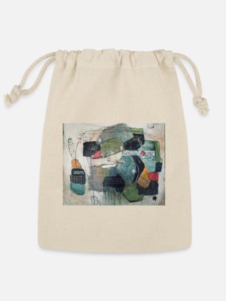 Abstract Geometric Tones Canvas - Reusable Gift Bag - Natural