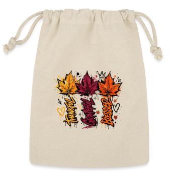 Autumn Graffiti Leaves - Reusable Gift Bag - Natural - Front
