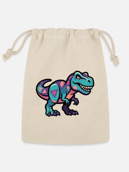 Geometric Dino Vintage Retro Style - Reusable Gift Bag - Natural