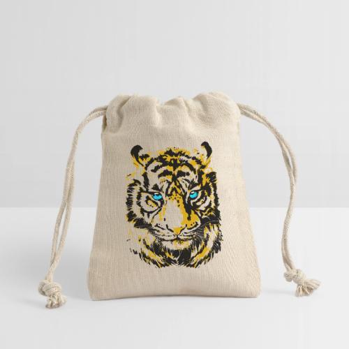 Yellow Tiger Head Portrait Drawing - Tiger Face - Reusable Gift Bag