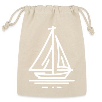 Minimalist Sailboat Line Art - white - Reusable Gift Bag - Natural - Front
