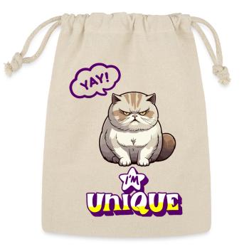 I'M UNIQUE Grumpy Cat Tee | Funny Sarcastic - Reusable Gift Bag - Natural - Front