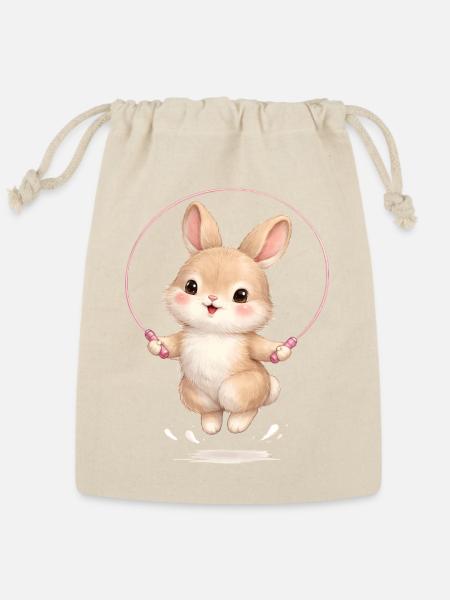 Cute Bunny Jumping Rope - Reusable Gift Bag - Natural