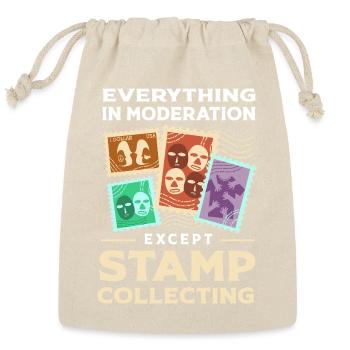 Philately Vintage Stamp Collecting - Reusable Gift Bag - Natural - Front