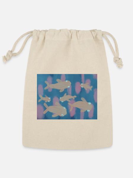 Golden Fishes Underwater Bloom - Reusable Gift Bag - Natural