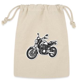 Modern Black and White Motorcycle Illustration - Reusable Gift Bag - Natural - Front