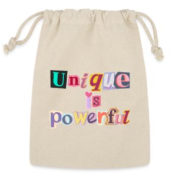 Unique is Beautiful - celebrate difference  - Reusable Gift Bag - Natural - Front