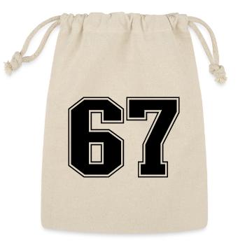 Fun 67 Number 6-7 6 7 Six Seven - Reusable Gift Bag - Natural - Front
