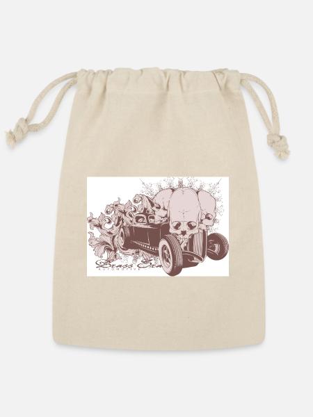 Vintage hot rod with skulls and ornate vines - Reusable Gift Bag - Natural