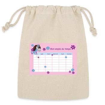 Timetable for Kids - Pony Flowers pink - French - Reusable Gift Bag - Natural - Front