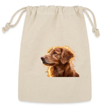 Warm Golden Retriever Silhouette Art - Reusable Gift Bag - Natural - Front