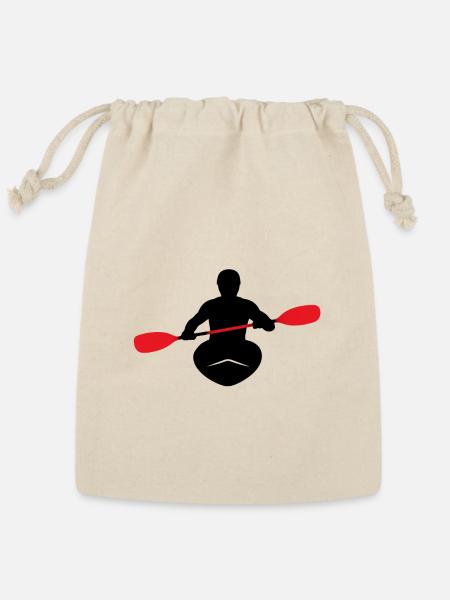 Red Oar Silhouette Across Dark Paddle - Reusable Gift Bag - Natural