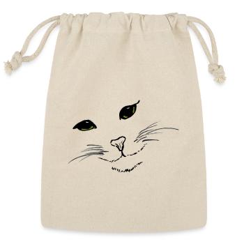Cat Face - Reusable Gift Bag - Natural - Front