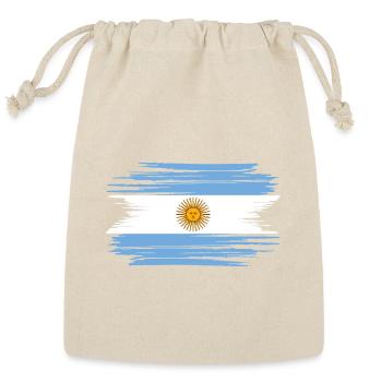 Distressed Argentine Sun Brush Flag - Reusable Gift Bag - Natural - Front