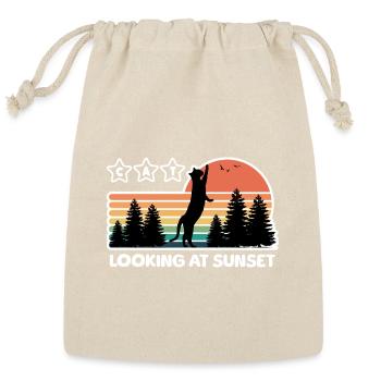 Standing black cat looking at sunset and trees. - Reusable Gift Bag - Natural - Front