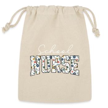 nurse pattern floral School Nurse Shirt for Women  - Reusable Gift Bag - Natural - Front