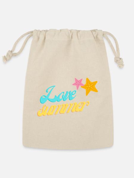 Love Summer Script Typography with Starfish Elemen - Reusable Gift Bag - Natural