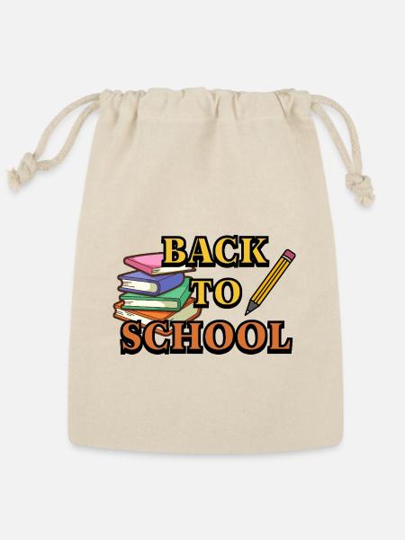 Back to School Books & Pencil Graphic - Reusable Gift Bag - Natural